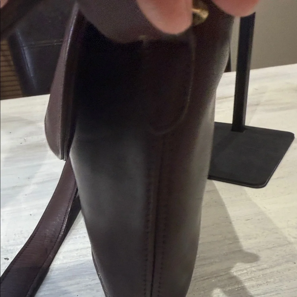 Vintage Coach Dark Brown Equestrian Leather Flap Bag